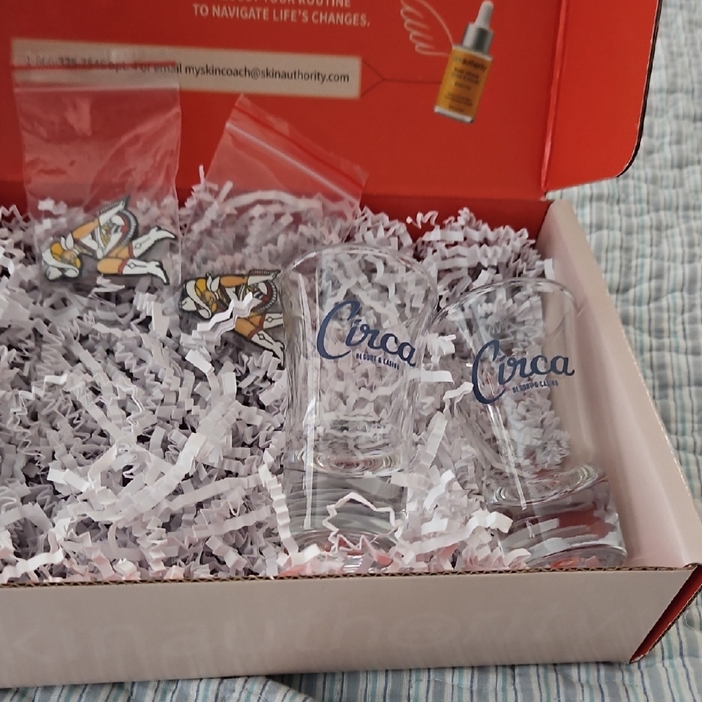 Circa Shot Glass Set & Vickie Vegas Pins